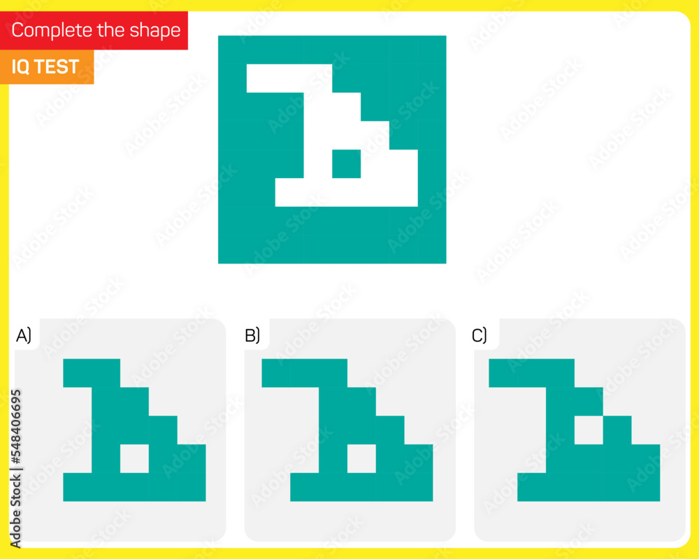 Obraz premium Find the Missing Piece. Shape completion questions, Find next shape