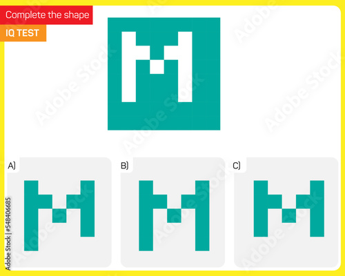 Find the Missing Piece. Shape completion questions, Find next shape