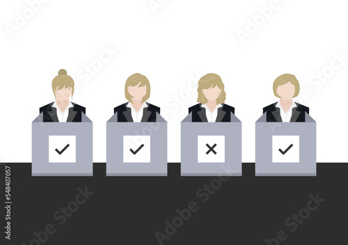 woman team voter at polling station vector ep01