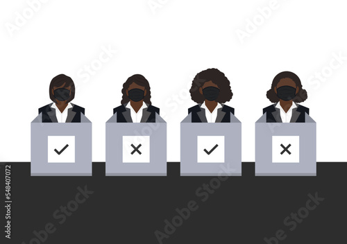 woman team voter at polling station vector ep03