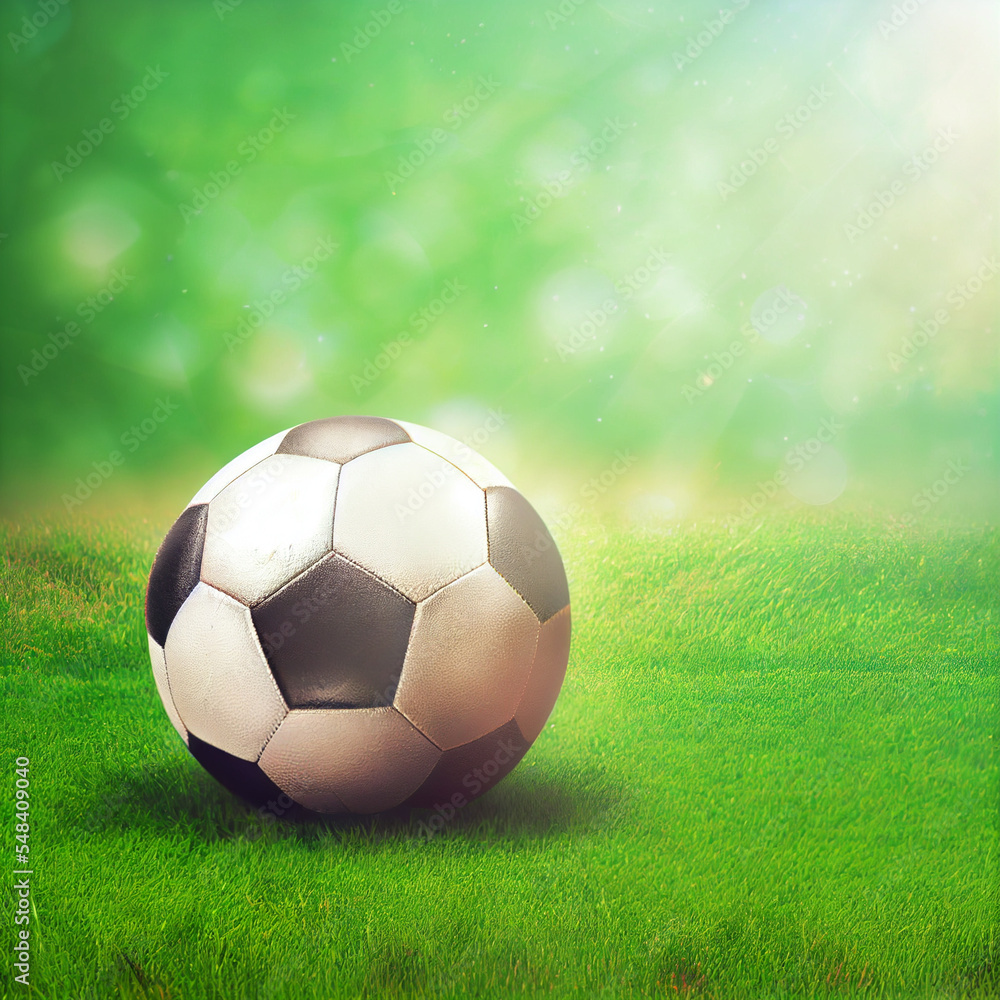 Fototapeta premium Soccer ball bigger than the goal. Game concept impossible to score. 3D illustration.