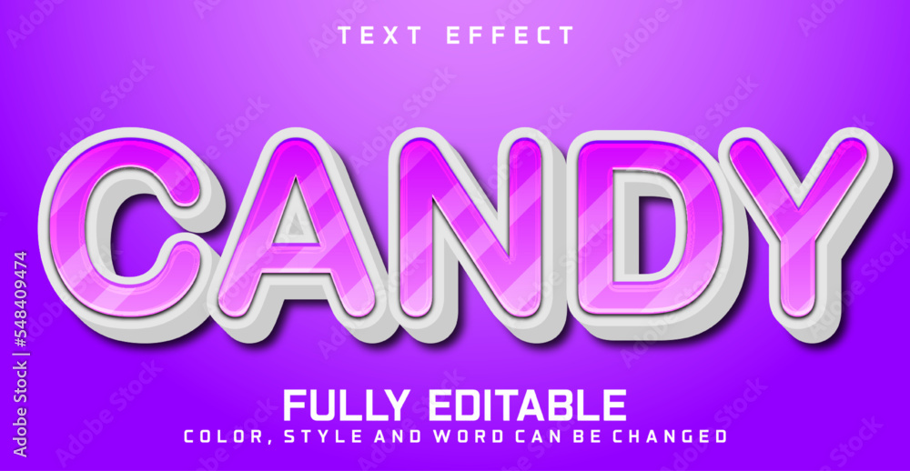 Editable text effect. Candy text style effect