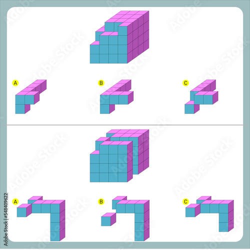 Find the Missing Piece. Shape completion questions, Find next shape