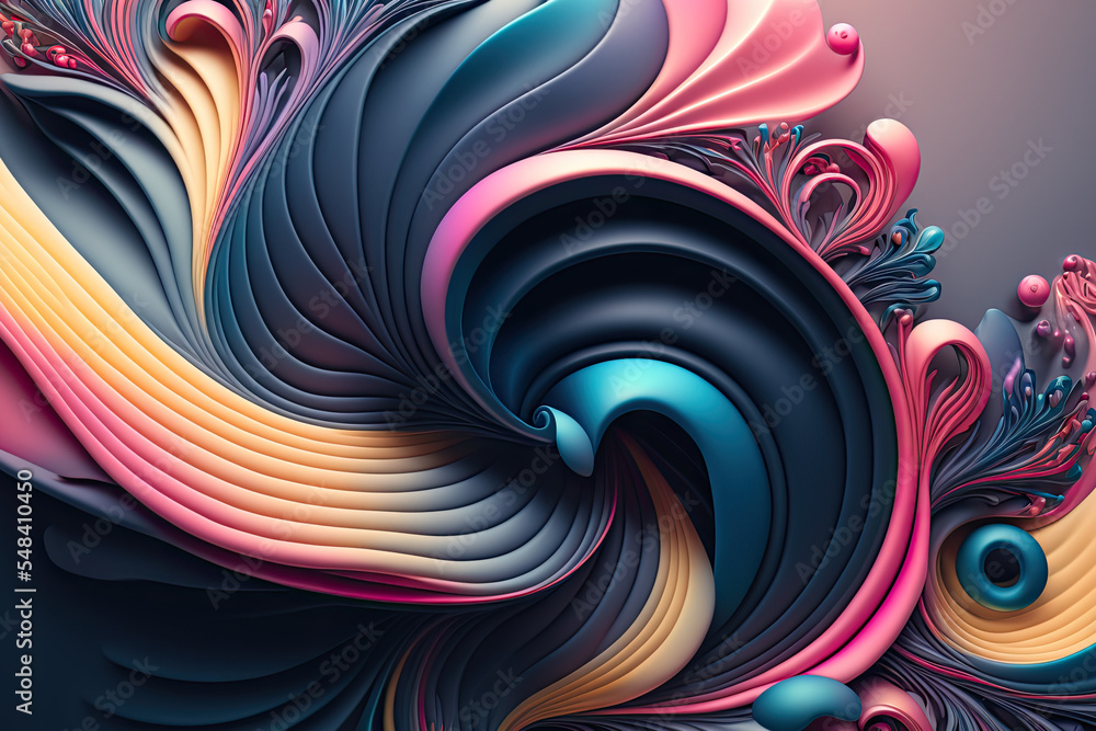 Fototapeta premium 3D Swirls with gradient colours