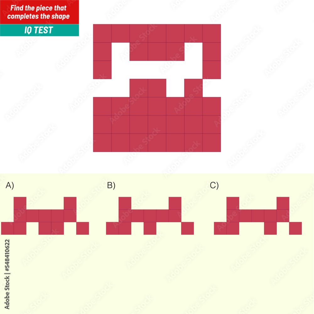 Fototapeta premium Find the Missing Piece. Shape completion questions, Find next shape