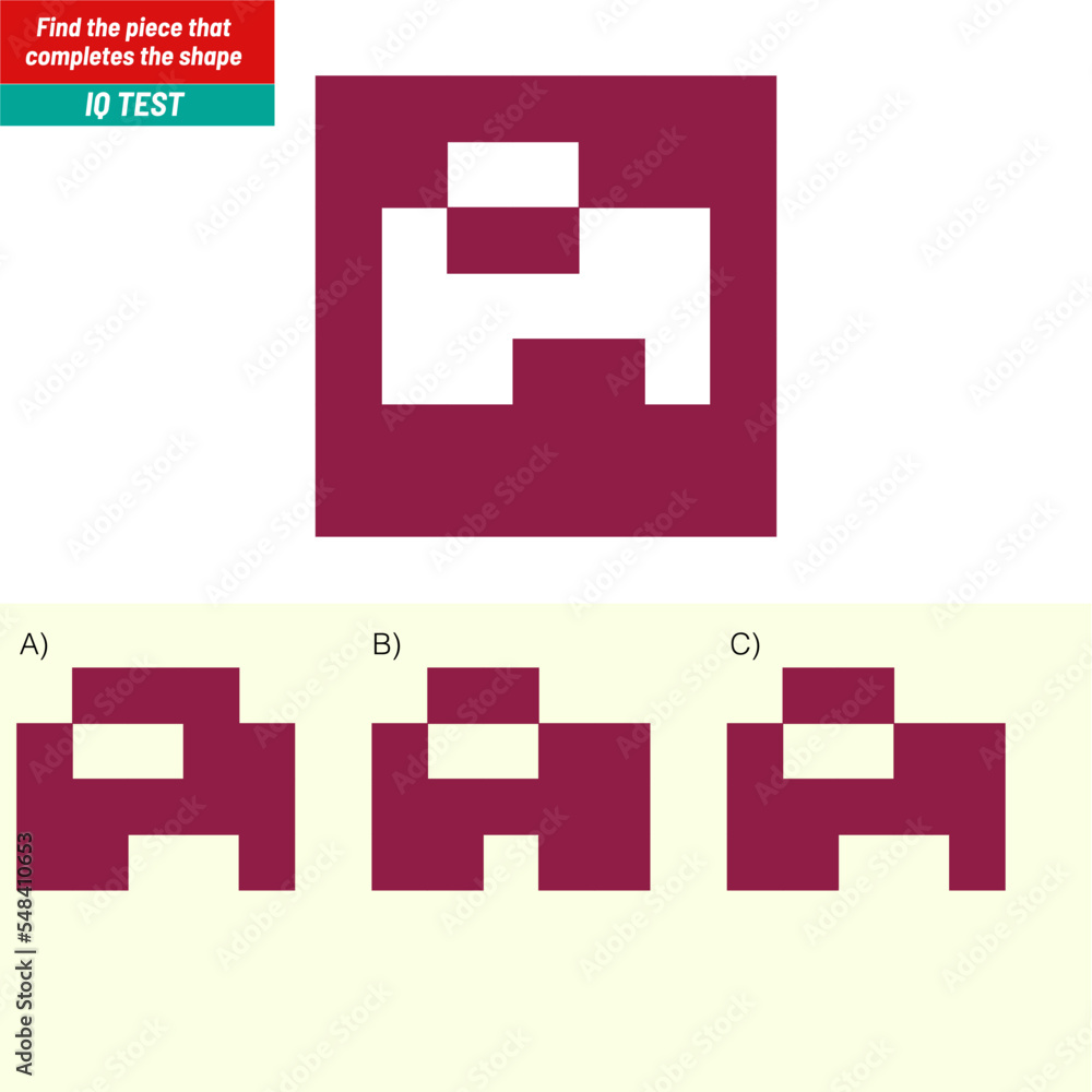 Obraz premium Find the Missing Piece. Shape completion questions, Find next shape