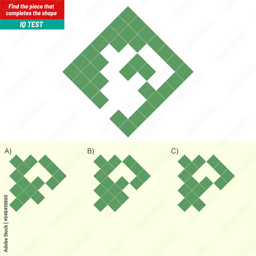 Obraz premium Find the Missing Piece. Shape completion questions, Find next shape