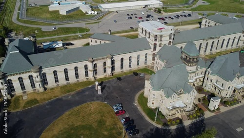 Mansfield Reformatory in Mansfield, Ohio.  Aerial drone footage of the closed prison that is not used as a movie set and tourist attraction photo