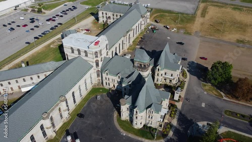 Mansfield Reformatory in Mansfield, Ohio.  Aerial drone footage of the closed prison that is not used as a movie set and tourist attraction photo