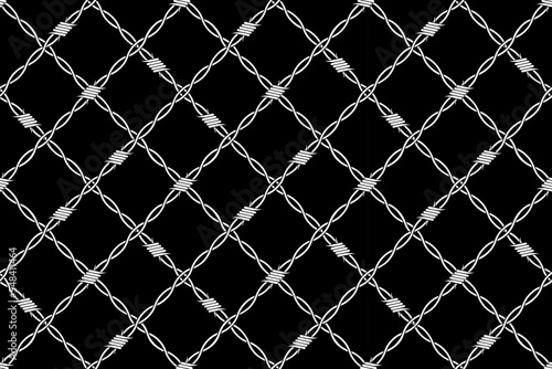 Wire, barbed fence wallpaper. Goth creepy aesthetic. Barbed wire seamless tileable section.A seamless tiling diamond chain link fence tile.