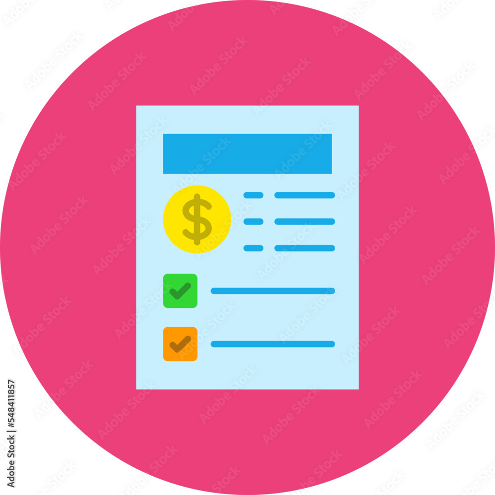 Invoice Multicolor Circle Flat Icon Invoice Multicolor Circle Flat Icon