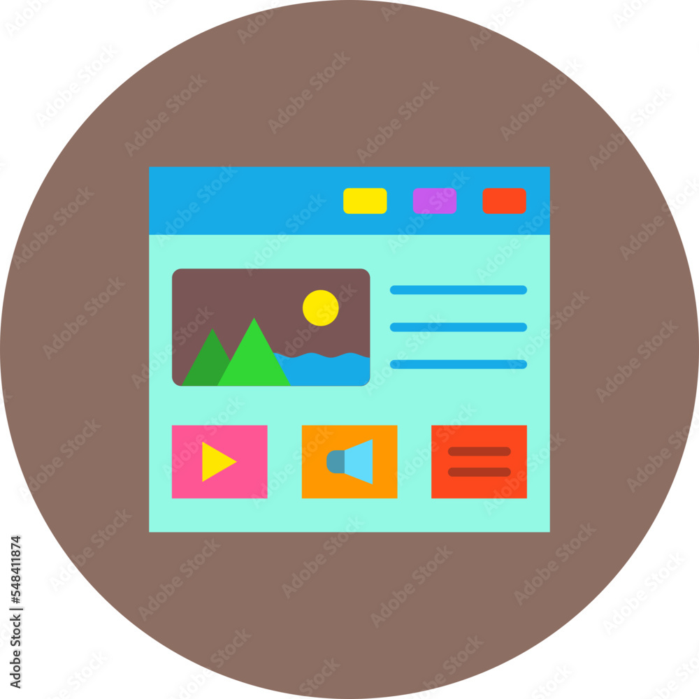 Web Design Multicolor Circle Flat Icon Web Design Multicolor Circle Flat Icon