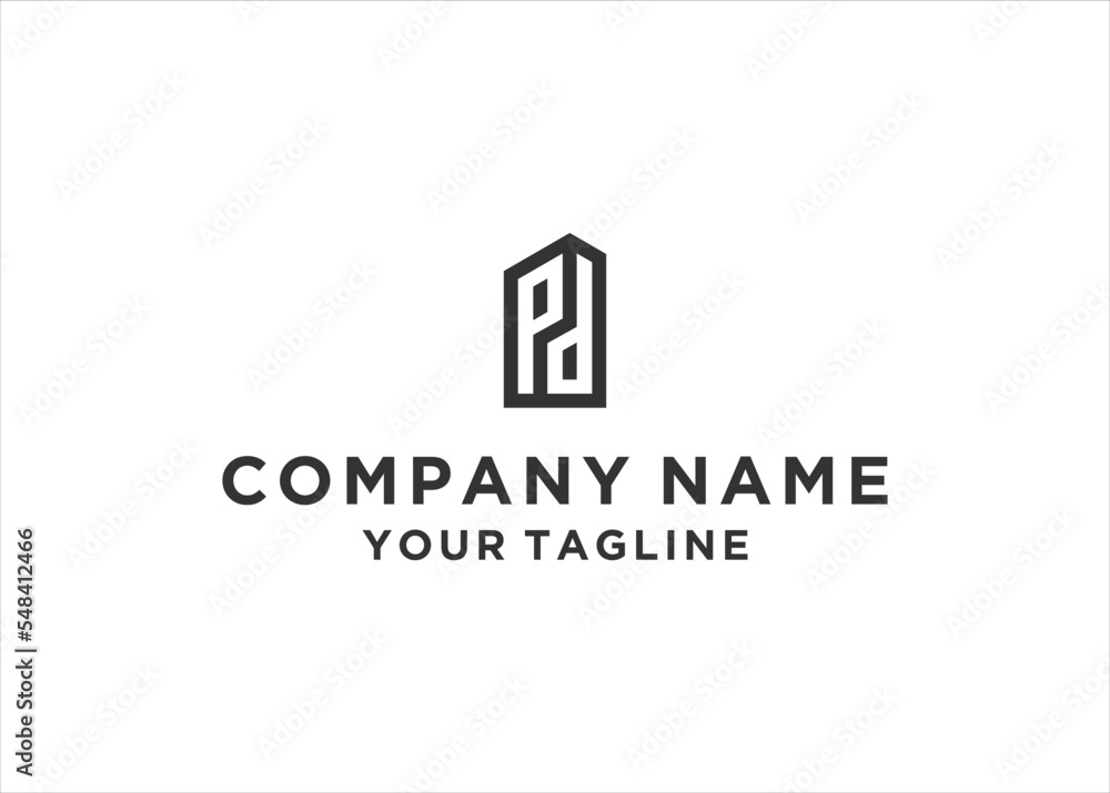 letter pd building logo design vector