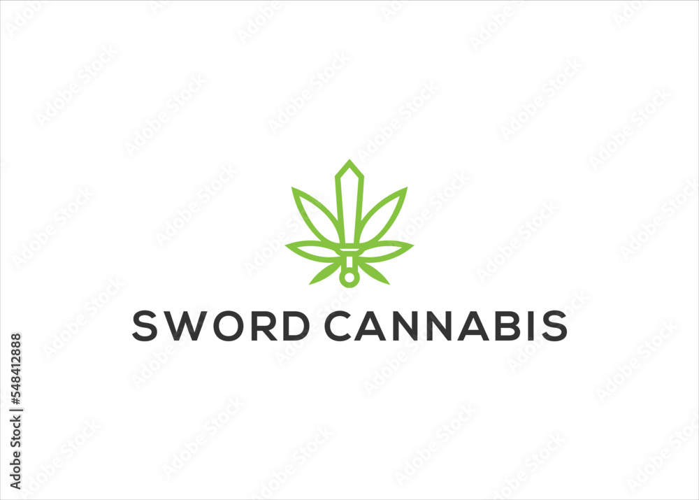 sword cannabis logo design vector template sword cannabis logo design vector template