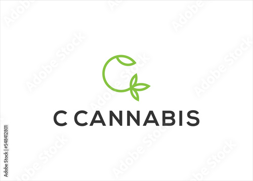 letter c cannabis logo design vector