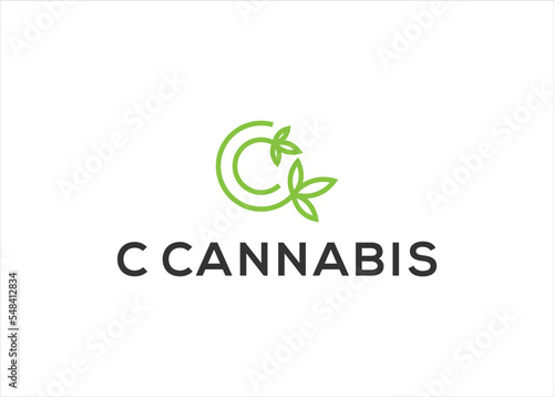 letter c cannabis logo design vector