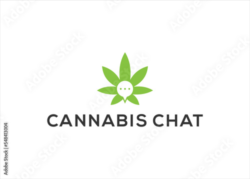 cannabis chat logo design vector illustration