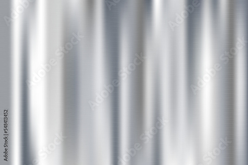 Silver foil background. Metal gray textured shiny gradient. Stainless glossy surface with reflection. Realistic chrome backdrop with folds. Vector illustration