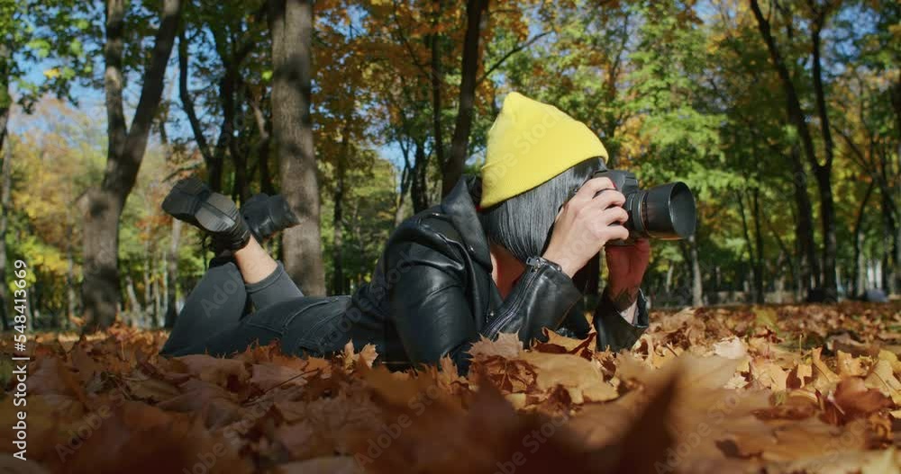 The camera follows a woman on a trip or adventure The camera follows a woman on a trip or adventure
