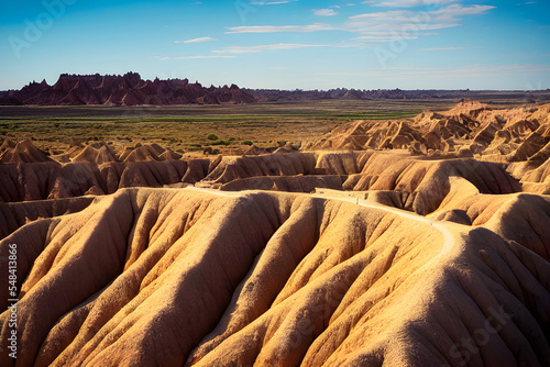 Rocky mountainous deserts. Badlands with geological formations.  © ECrafts