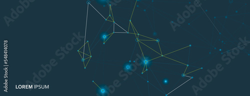 Vector digital connect lines on blue background. Abstract technology design