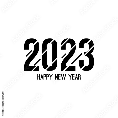 Happy new year 2023 template text design. Vector banner for flyer, brochure, booklet, greeting card.