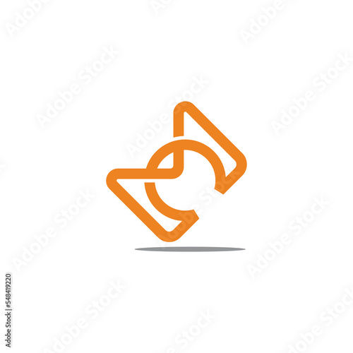 letter mc linked shadow simple logo vector