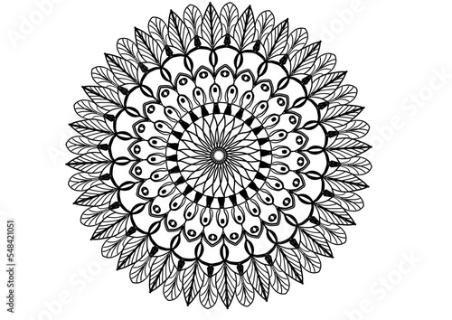 Fototapeta Naklejka Na Ścianę i Meble -  Flower Mandala. Vintage decorative elements. Oriental pattern. Black and white