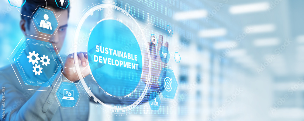 SUSTAINABLE DEVELOPMENT inscription, cloud technology concept. Business, Technology, Internet and network concept. SUSTAINABLE DEVELOPMENT inscription, cloud technology concept. Business, Technology, Internet and network concept.