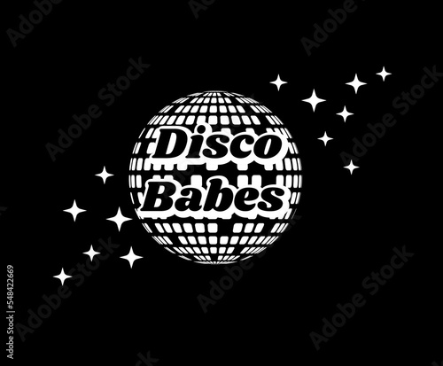 Disco Babes. Disco Ball. Vector icon. Party Template dj. Dancing Queen. Girl Power. Dance Girl