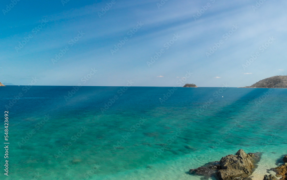 Whitsunday Islands Park, Queensland, Australia. Aerial view of beautiful sea from a drone