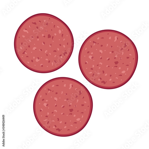 salami slices flat vector illustration clipart isolated on white background