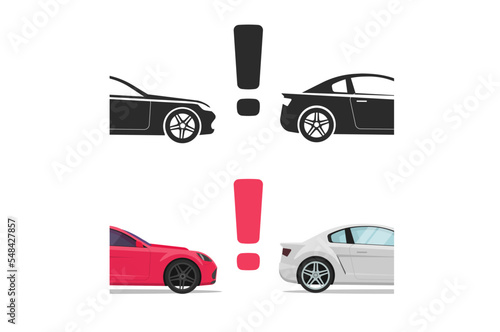Car distance alert warn indication assist icon vector or auto vehicle alarm caution detector and front safety radar scanner detection control technology graphic flat illustration clipart image