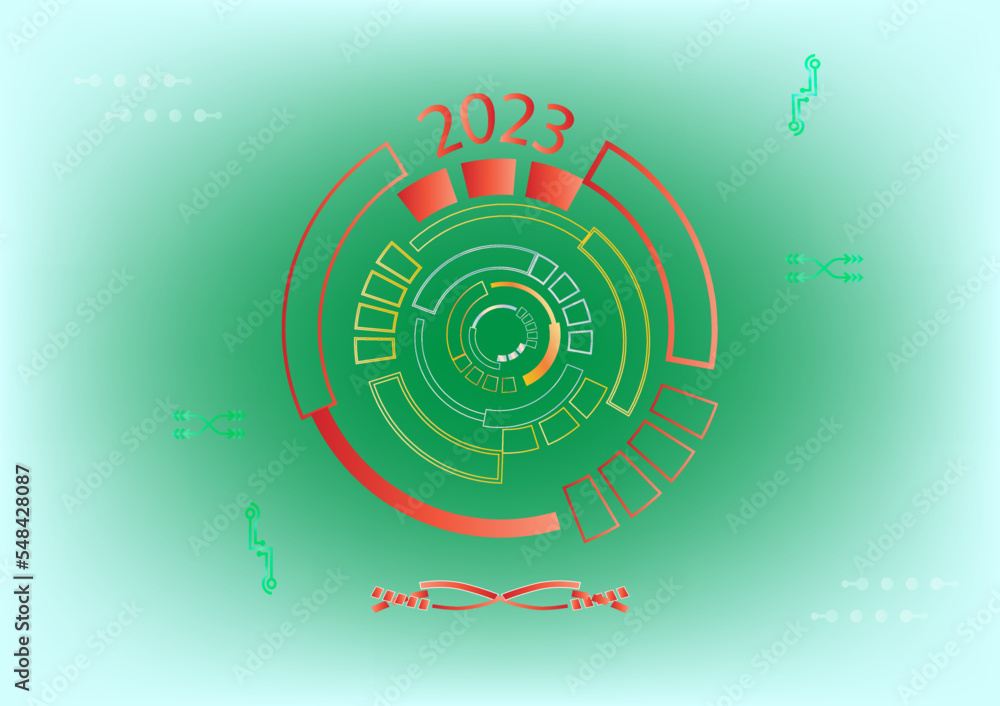 Fototapeta premium Happy new year 2023 internet online network communication technology futuristic abstract background vector illustration
