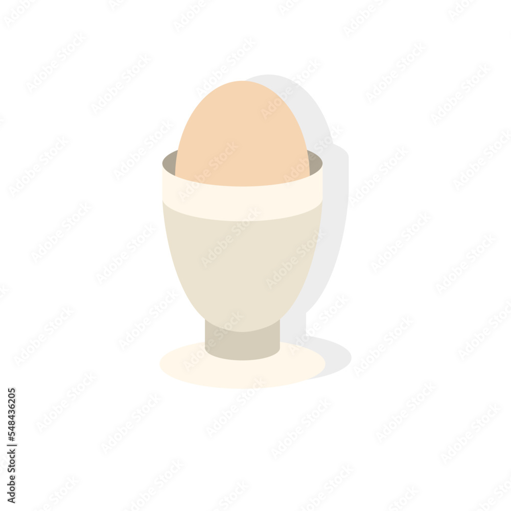 Flat style poached egg with saucer on white background Flat style poached egg with saucer on white background