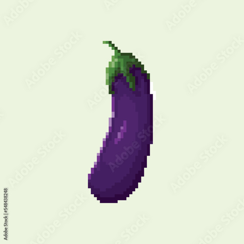 illustration vector graphic of eggplant with pixel art style, good for your project  or can use on background.
