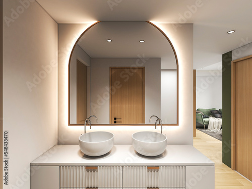 3D rendering  clean and tidy bathroom design