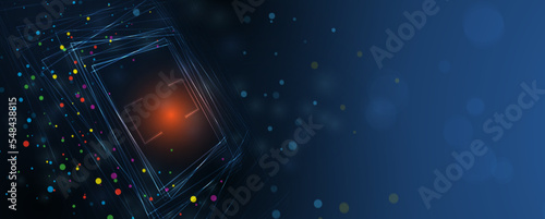 Quantum processing. Deep learning artificial intelligence. Future new technology  for business or science presentation