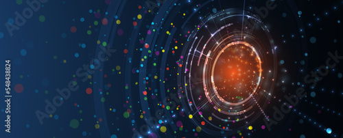 Quantum processing. Deep learning artificial intelligence. Future new technology  for business or science presentation