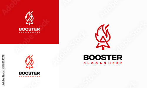 Fire Arrow logo designs concept vector, Booster logo symbol icon template