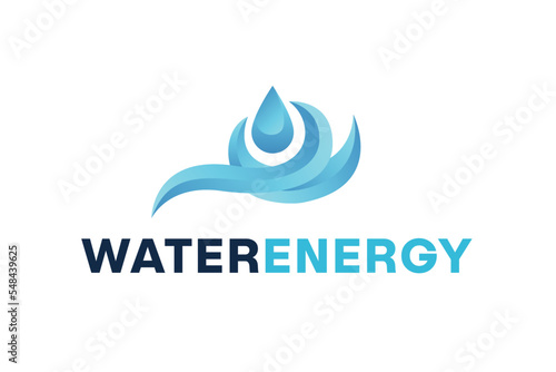 Modern water droplet and wave logo design