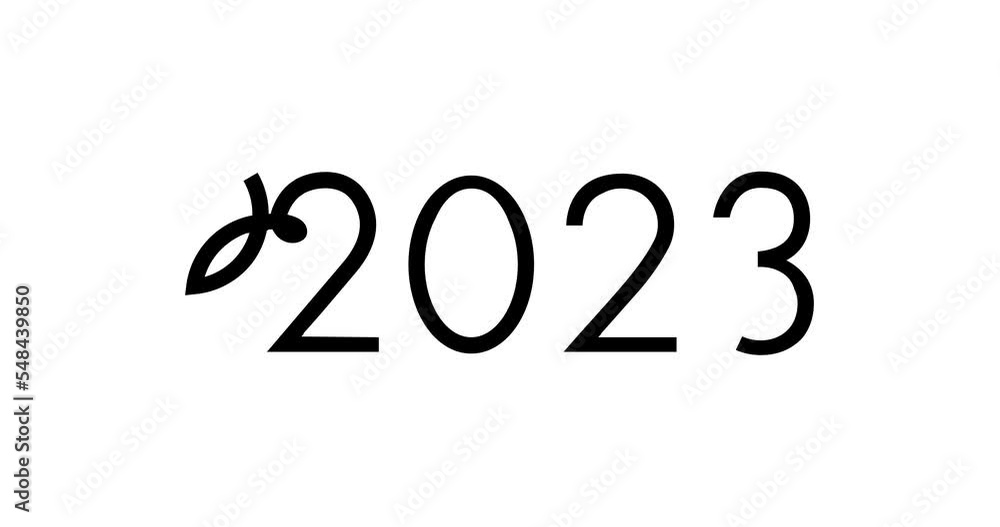 Animated illustration. 2023 New Year symbols. 4K video Animated illustration. 2023 New Year symbols. 4K video