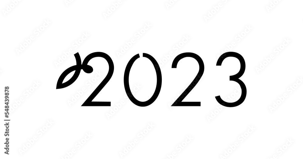 Animated illustration. 2023 New Year symbols. 4K video Animated illustration. 2023 New Year symbols. 4K video