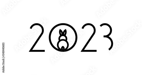 Animated illustration. 2023 New Year symbols. 4K video