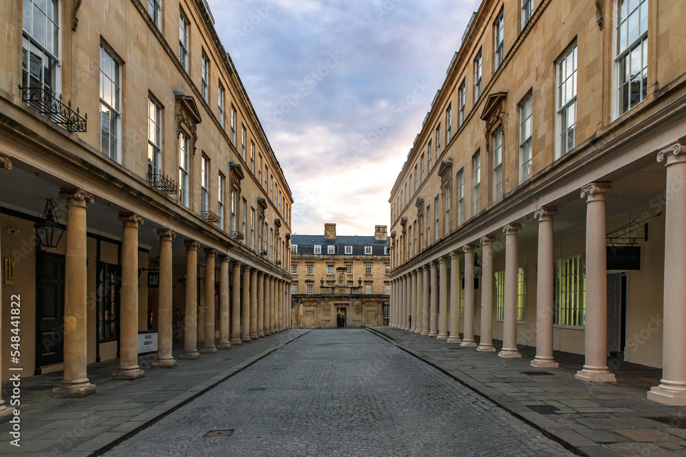 Beautiful historical city of Bath in England UK, captured at sunset 