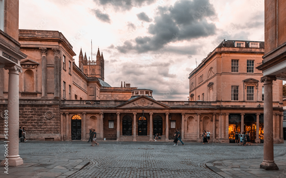Beautiful historical city of Bath in England UK, captured at sunset 