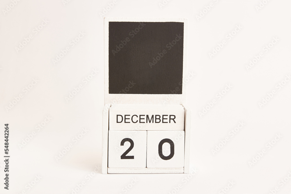 Calendar with the date December 20 and a place for designers. Illustration for an event of a certain date.