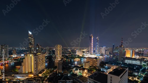 Wallpaper Mural Annual celebration colorful light show on Chao Phraya riverside and landmark building in downtown at Bangkok Torontodigital.ca