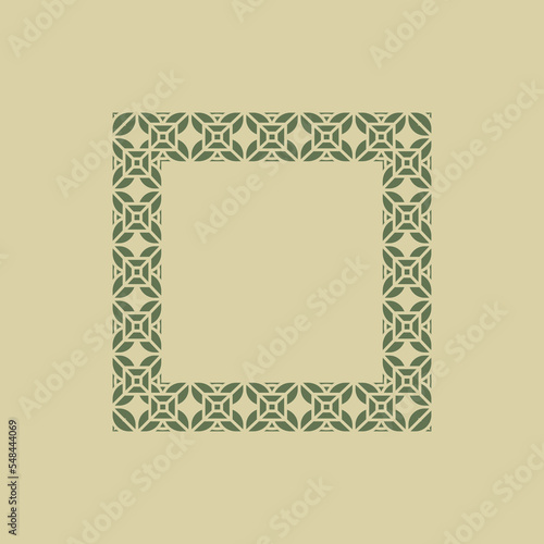 luxury elegant olive green square leaves pattern frame