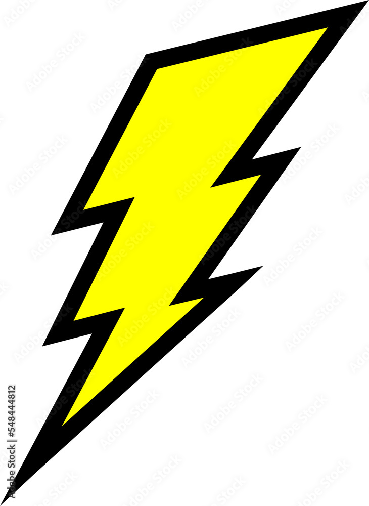 High quality cartoon style illustration of a yellow electric lightning bolt isolated High quality cartoon style illustration of a yellow electric lightning bolt isolated